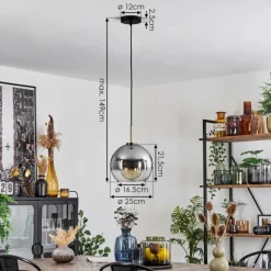 Suspension Verre 25 cm Koyoto Vieux laiton, 1 lumière