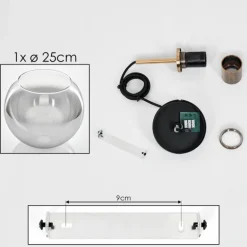 Suspension Verre 25 cm Koyoto Vieux laiton, 1 lumière