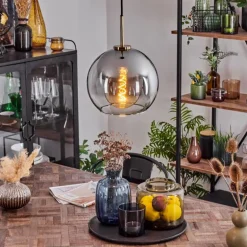 Suspension Verre 25 cm Koyoto Vieux laiton, 1 lumière