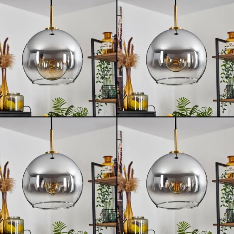 Suspension Verre 25 cm Koyoto Or, Noir, 1 lumière