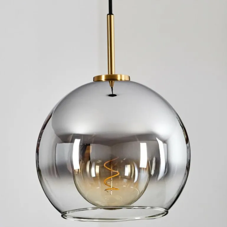 Suspension Verre 25 cm Koyoto Or, Noir, 1 lumière