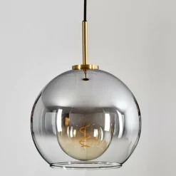 Suspension Verre 25 cm Koyoto Or, Noir, 1 lumière