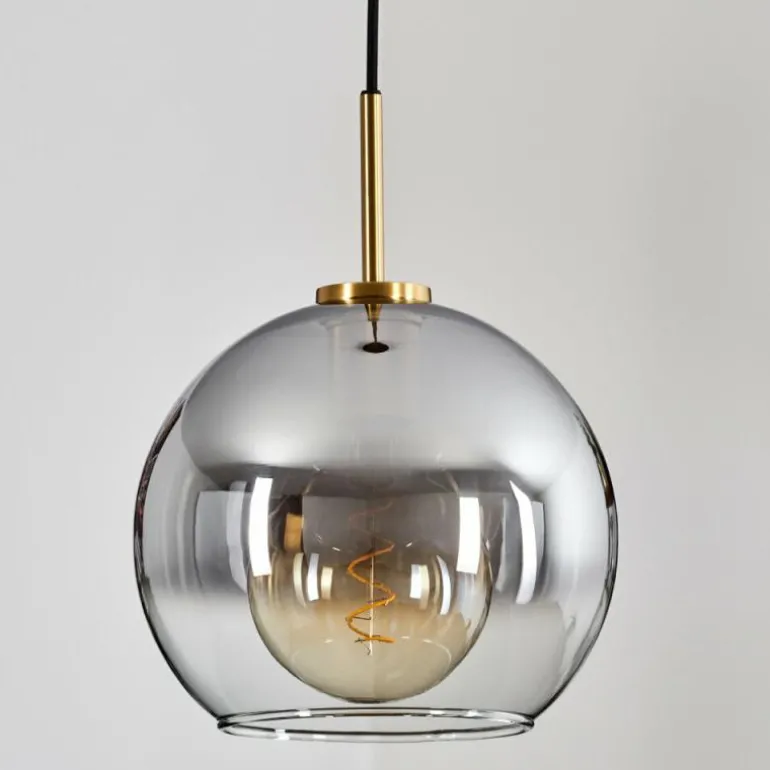 Suspension Verre 25 cm Koyoto Or, Noir, 1 lumière