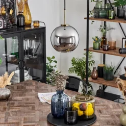 Suspension Verre 20 cm Koyoto Vieux laiton, 1 lumière