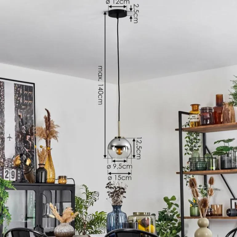 Suspension Verre 15 cm Koyoto Vieux laiton, 1 lumière