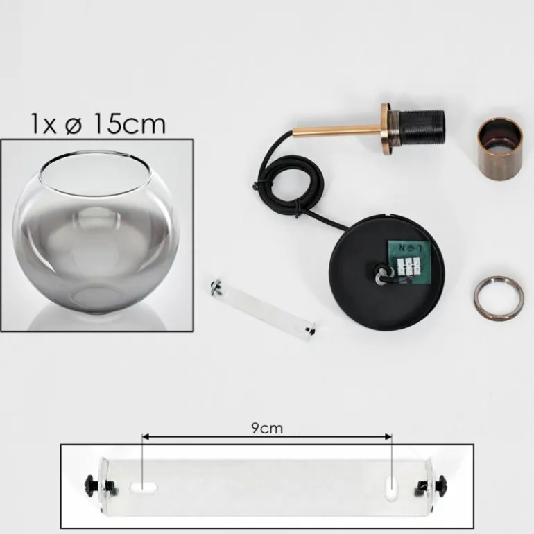 Suspension Verre 15 cm Koyoto Vieux laiton, 1 lumière