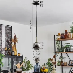 Suspension Verre 15 cm Koyoto Vieux laiton, 1 lumière