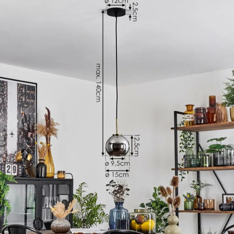 Suspension Verre 15 cm Koyoto Vieux laiton, 1 lumière