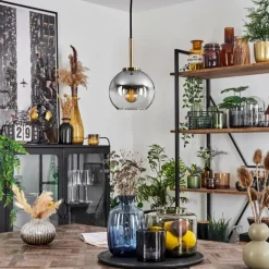 Suspension Verre 15 cm Koyoto Vieux laiton, 1 lumière