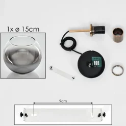 Suspension Verre 15 cm Koyoto Vieux laiton, 1 lumière