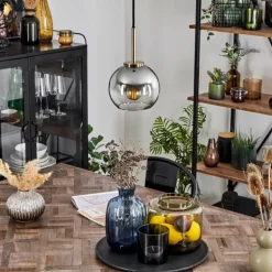 Suspension Verre 15 cm Koyoto Vieux laiton, 1 lumière