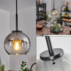 Suspension Verre 15 cm Koyoto Acier inoxydable, Noir, 1 lumière