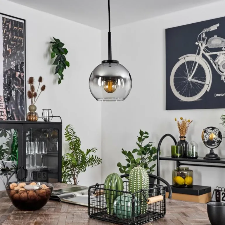 Suspension Verre 15 cm Koyoto Acier inoxydable, Noir, 1 lumière