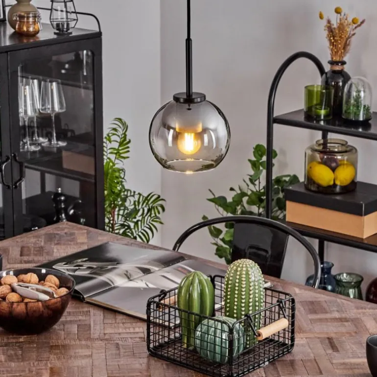 Suspension Verre 15 cm Koyoto Acier inoxydable, Noir, 1 lumière