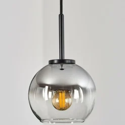 Suspension Verre 15 cm Koyoto Acier inoxydable, Noir, 1 lumière