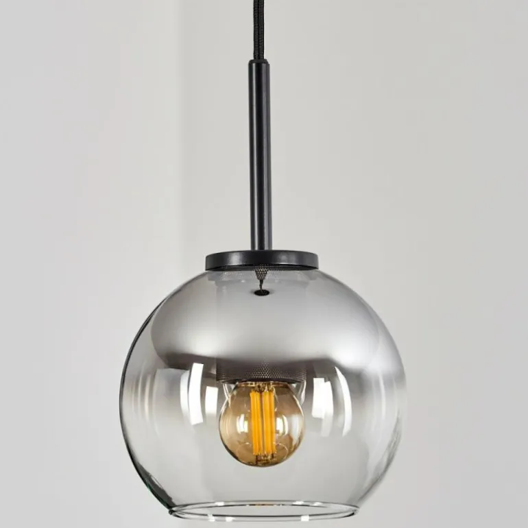 Suspension Verre 15 cm Koyoto Acier inoxydable, Noir, 1 lumière