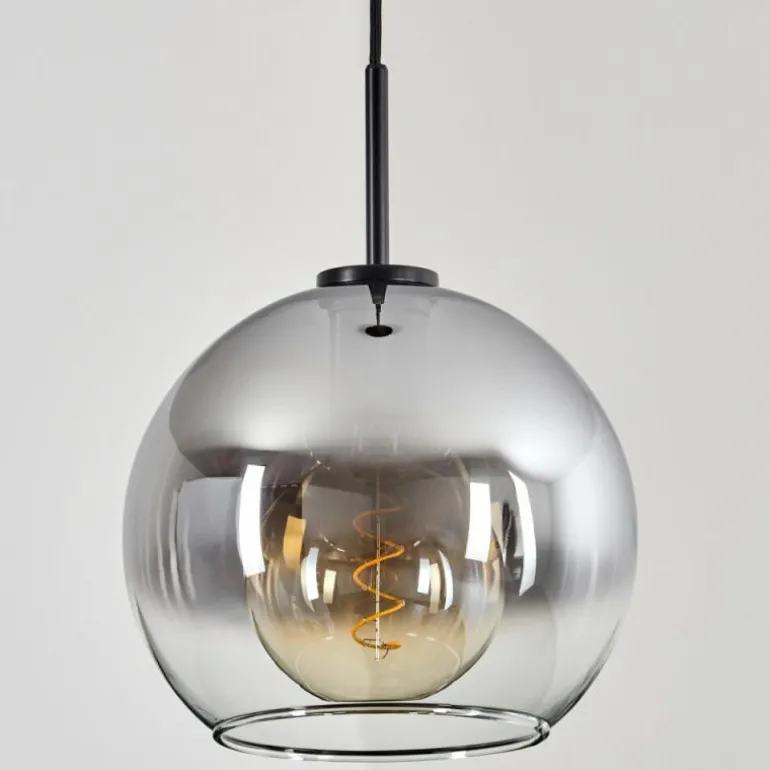 Suspension Verre 25 cm Koyoto Acier inoxydable, Noir, 1 lumière