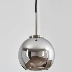 Suspension Verre 15 cm Koyoto Noir, Argenté, 1 lumière