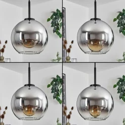 Suspension Verre 20 cm Koyoto Acier inoxydable, Noir, 1 lumière