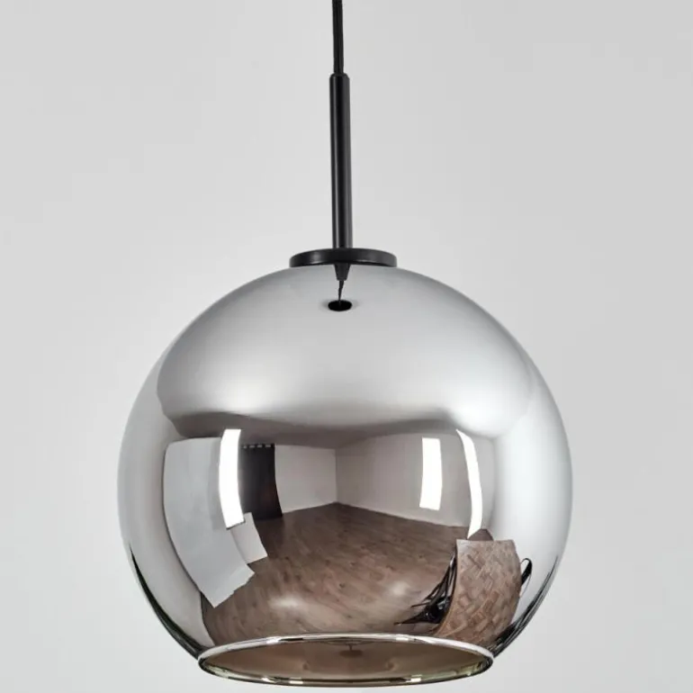 Suspension Verre 25 cm Koyoto Acier inoxydable, Noir, 1 lumière