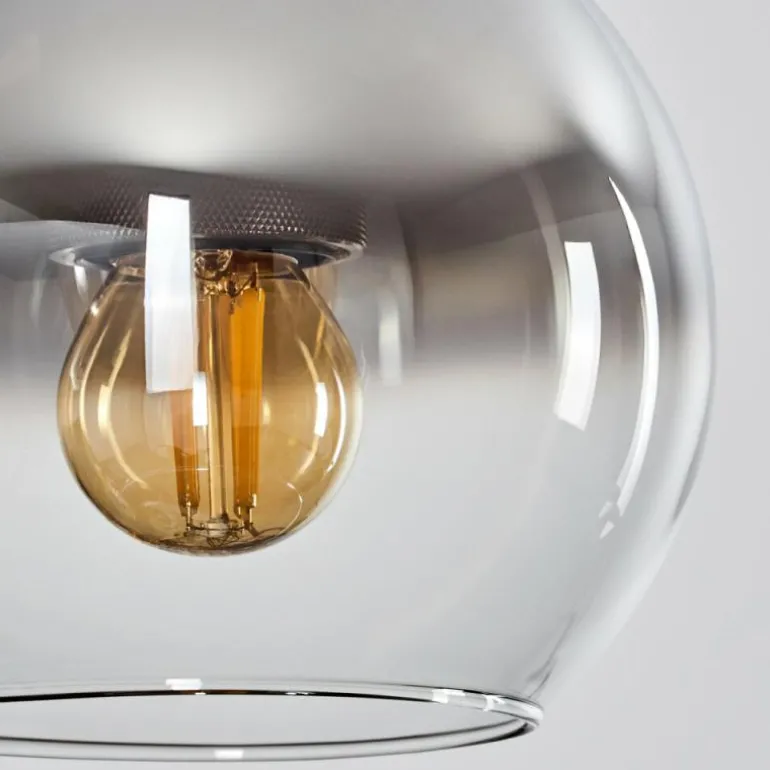 Suspension Verre 15 cm Koyoto Noir, Argenté, 1 lumière