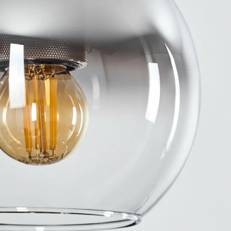 Suspension Verre 15 cm Koyoto Noir, Argenté, 1 lumière