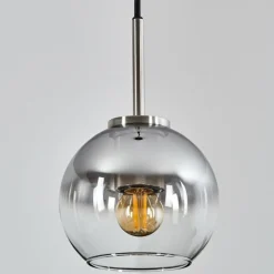 Suspension Verre 15 cm Koyoto Noir, Argenté, 1 lumière