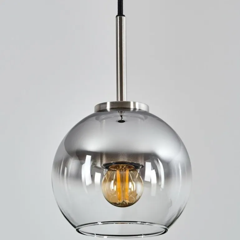 Suspension Verre 15 cm Koyoto Noir, Argenté, 1 lumière