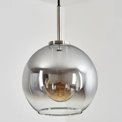 Suspension Verre 20 cm Koyoto Noir, Argenté, 1 lumière