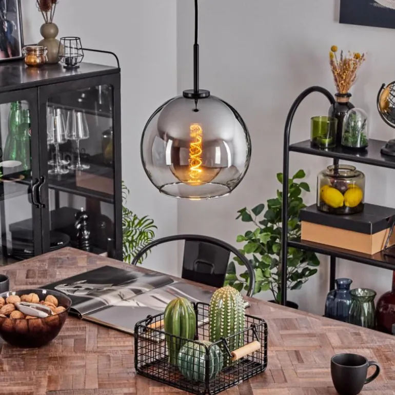 Suspension Verre 25 cm Koyoto Acier brossé, 1 lumière