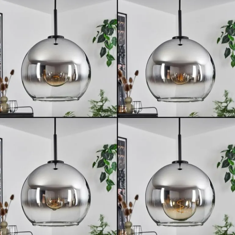 Suspension Verre 25 cm Koyoto Acier brossé, 1 lumière