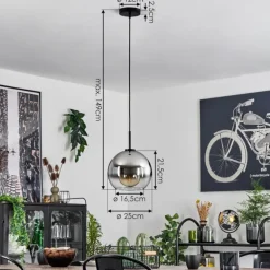 Suspension Verre 25 cm Koyoto Acier brossé, 1 lumière