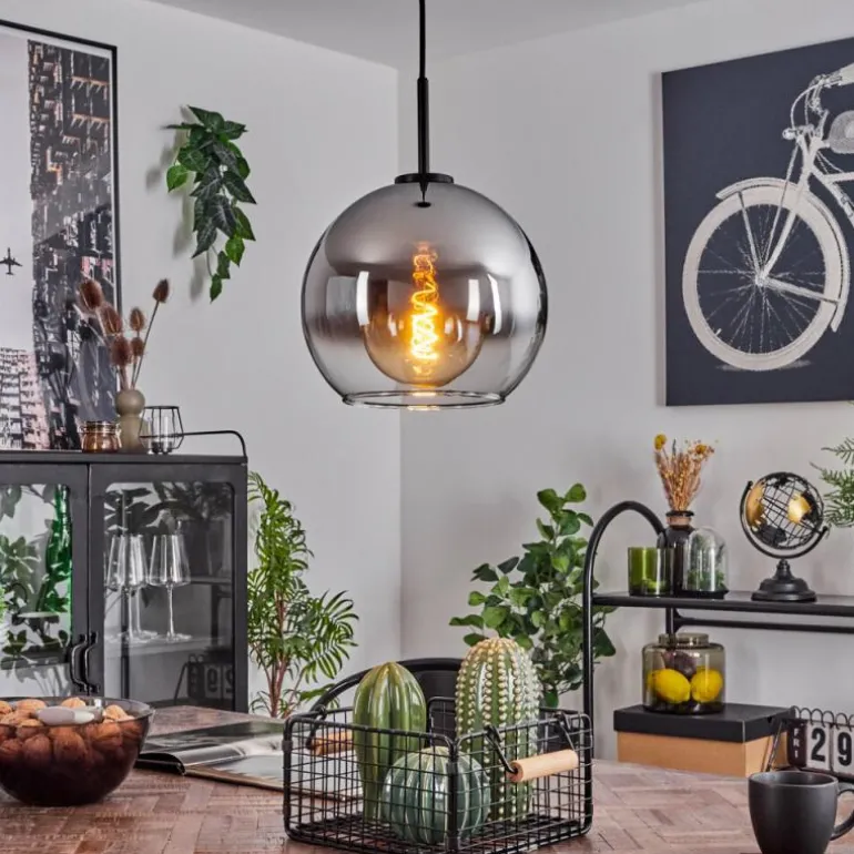 Suspension Verre 25 cm Koyoto Acier brossé, 1 lumière