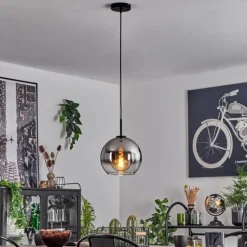 Suspension Verre 25 cm Koyoto Acier brossé, 1 lumière