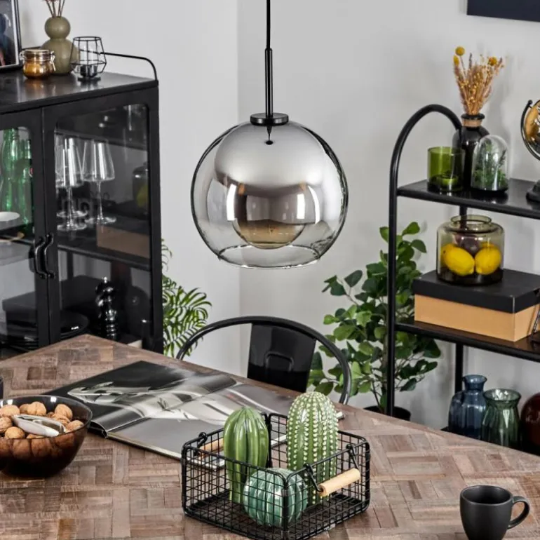 Suspension Verre 25 cm Koyoto Acier brossé, 1 lumière