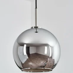 Suspension Verre 25 cm Koyoto Noir, Argenté, 1 lumière