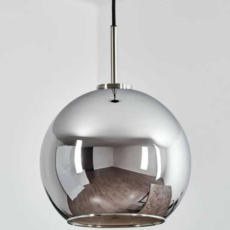 Suspension Verre 25 cm Koyoto Noir, Argenté, 1 lumière