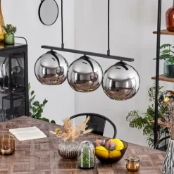 Suspension Verre 20 cm Koyoto Fumé, 3 lumières