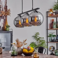 Suspension Verre 20 cm Koyoto Fumé, 3 lumières