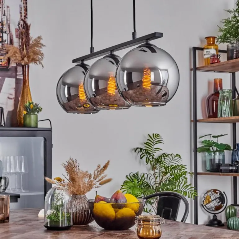 Suspension Verre 20 cm Koyoto Fumé, 3 lumières