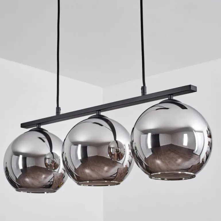 Suspension Verre 20 cm Koyoto Fumé, 3 lumières