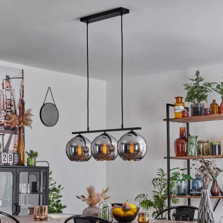 Suspension Verre 20 cm Koyoto Fumé, 3 lumières