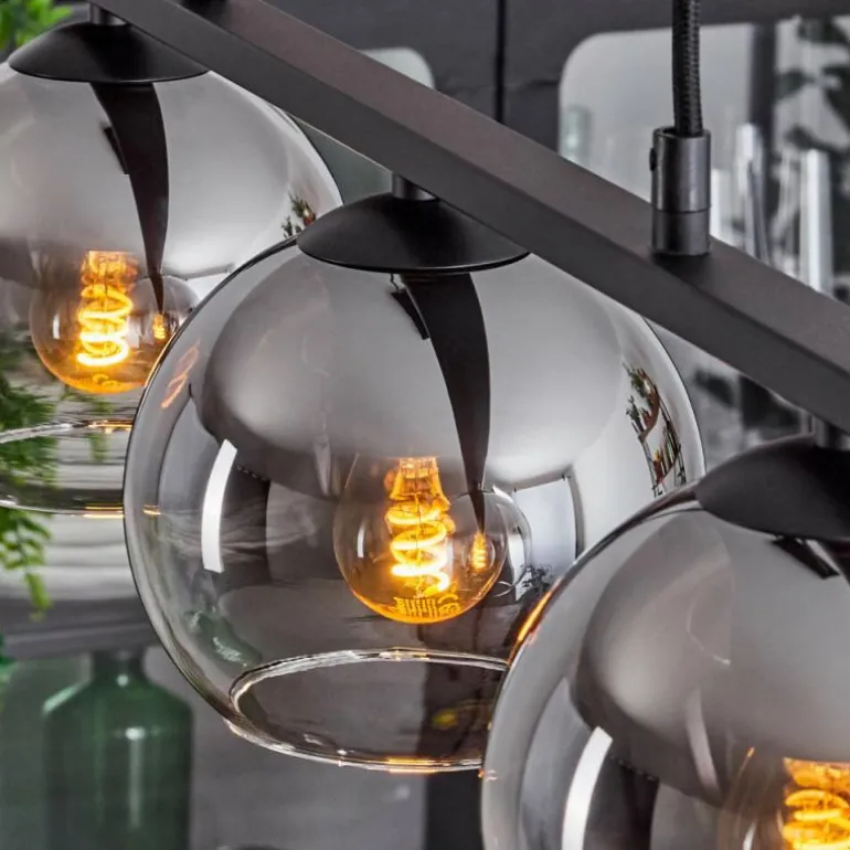 Suspension Verre 15 cm Koyoto Chrome, Clair, Fumé, 3 lumières