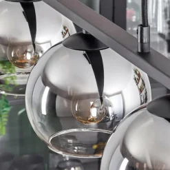 Suspension Verre 15 cm Koyoto Chrome, Clair, Fumé, 3 lumières