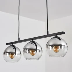 Suspension Verre 15 cm Koyoto Chrome, Clair, Fumé, 3 lumières