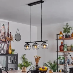 Suspension Verre 15 cm Koyoto Chrome, Clair, Fumé, 3 lumières