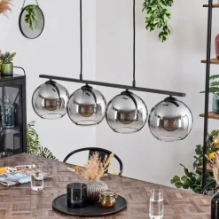 Suspension Verre 20 cm Koyoto Fumé, 4 lumières