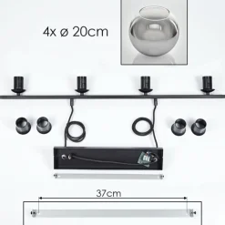 Suspension Verre 20 cm Koyoto Fumé, 4 lumières