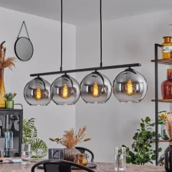 Suspension Verre 20 cm Koyoto Fumé, 4 lumières