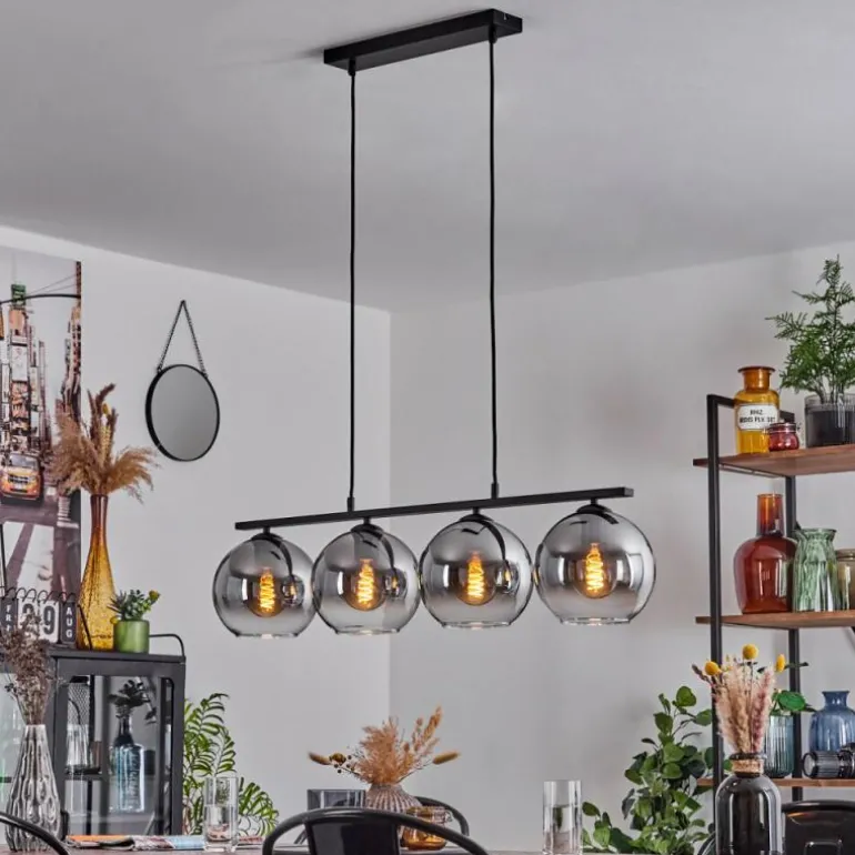 Suspension Verre 20 cm Koyoto Fumé, 4 lumières